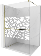 Mexen Kioto+ Duschwand mit Regal Walk-in 100 x 200 cm, weißes Muster, gold - 800-100-121-50-85
