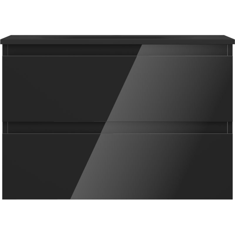 Mexen Orio Badezimmerschrank 70 cm mit Waschbecken Vela, 2 Schubladen, Schwarz Glanz/Schwarz Matt - 91A10-07047-2-BFF70-W23M71