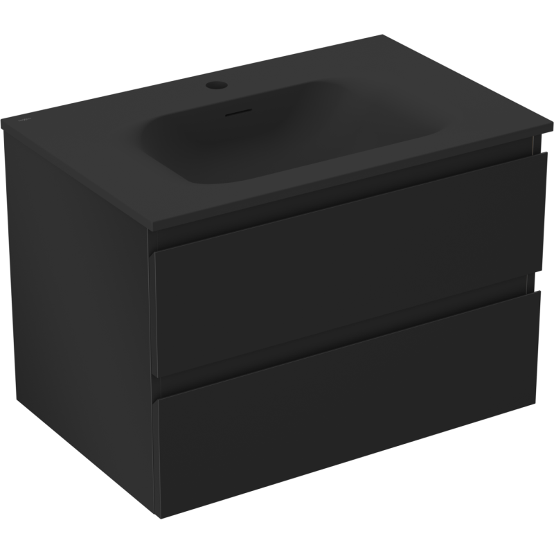 Mexen Orio Badezimmerschrank 70 cm mit Waschbecken Vela, 2 Schubladen, schwarz matt - 91A10-07047-2-BFF71-W23M71