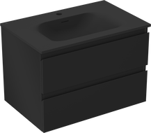 Mexen Orio Badezimmerschrank 70 cm mit Waschbecken Vela, 2 Schubladen, schwarz matt - 91A10-07047-2-BFF71-W23M71