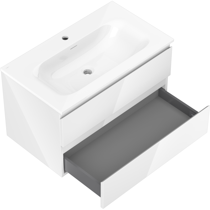Mexen Orio Badezimmer-Schrank 80 cm mit Waschbecken Vela, 2 Schubladen, weiß glänzend - 91A10-08047-2-BFF00-W23M00