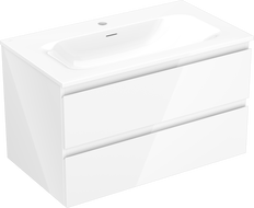 Mexen Orio Badezimmer-Schrank 80 cm mit Waschbecken Vela, 2 Schubladen, weiß glänzend - 91A10-08047-2-BFF00-W23M00