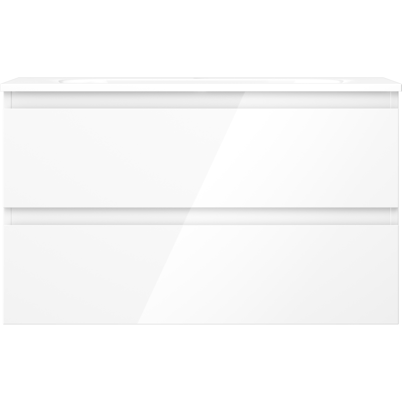 Mexen Orio Badezimmer-Schrank 80 cm mit Waschbecken Vela, 2 Schubladen, weiß glänzend - 91A10-08047-2-BFF00-W23M00