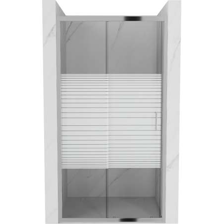 Mexen Apia Schiebetür Duschwand 100 cm, Streifen, Chrom - 845-100-000-01-20