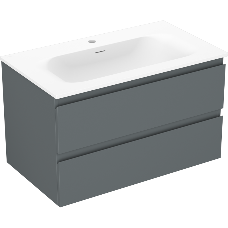 Mexen Orio Badezimmerschrank 80 cm mit Waschbecken Vela, 2 Schubladen, Graphit matt/weiß matt - 91A10-08047-2-BFF66-W23M01