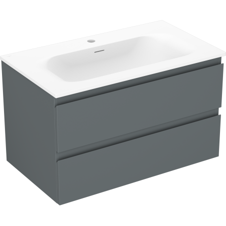 Mexen Orio Badezimmerschrank 80 cm mit Waschbecken Vela, 2 Schubladen, Graphit matt/weiß matt - 91A10-08047-2-BFF66-W23M01