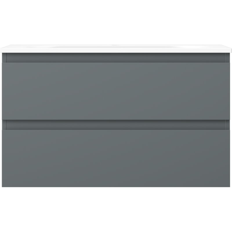 Mexen Orio Badezimmerschrank 80 cm mit Waschbecken Vela, 2 Schubladen, Graphit matt/weiß matt - 91A10-08047-2-BFF66-W23M01
