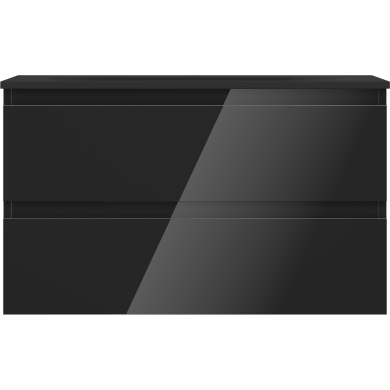 Mexen Orio Badezimmermöbel 80 cm mit Waschbecken Vela, 2 Schubladen, schwarz glänzend/schwarz matt - 91A10-08047-2-BFF70-W23M71