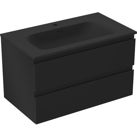 Mexen Orio Badezimmerschrank 80 cm mit Waschbecken Vela, 2 Schubladen, schwarz matt - 91A10-08047-2-BFF71-W23M71