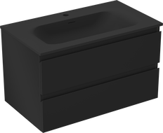 Mexen Orio Badezimmerschrank 80 cm mit Waschbecken Vela, 2 Schubladen, schwarz matt - 91A10-08047-2-BFF71-W23M71