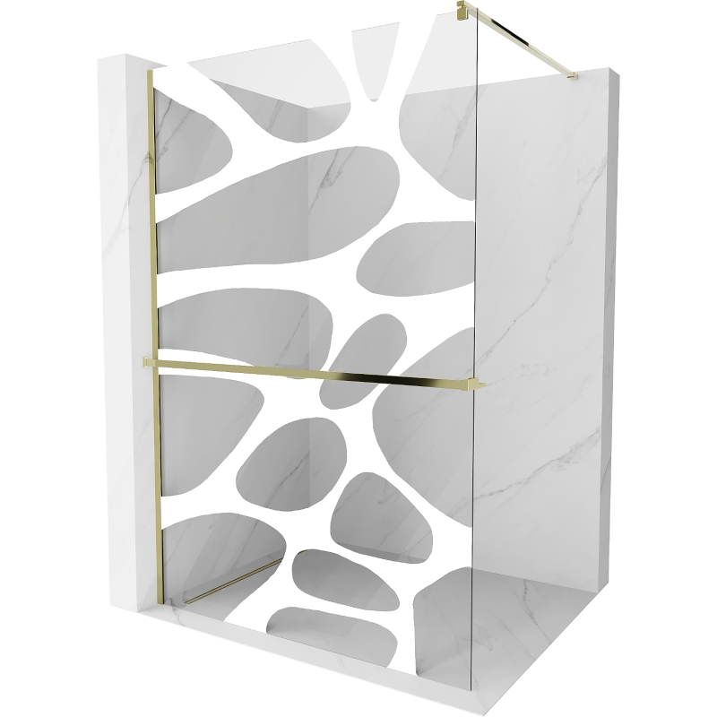 Mexen Kioto+ Duschwand mit Ablage Walk-in 120 x 200 cm, weiße Welle, gold - 800-120-121-50-97