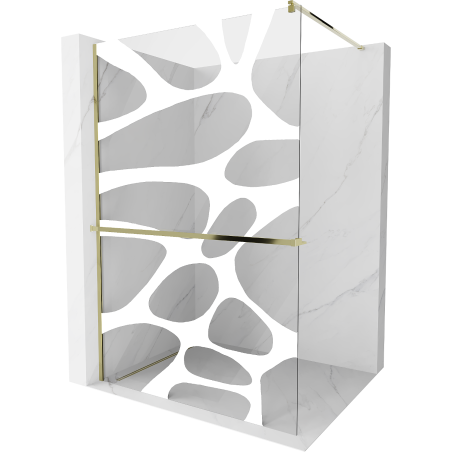 Mexen Kioto+ Duschwand mit Ablage Walk-in 120 x 200 cm, weiße Welle, gold - 800-120-121-50-97
