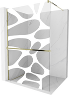 Mexen Kioto+ Duschwand mit Ablage Walk-in 120 x 200 cm, weiße Welle, gold - 800-120-121-50-97