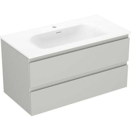 Mexen Orio Badezimmerschrank 90 cm mit Waschbecken Vela, 2 Schubladen, grau matt/weiß matt - 91A10-09047-2-BFF62-W23M01