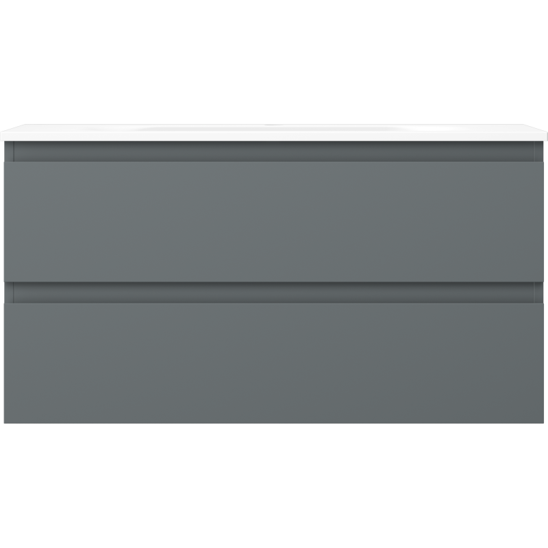 Mexen Orio Badezimmerschrank 90 cm mit Waschbecken Vela, 2 Schubladen, Graphit matt/weiß matt - 91A10-09047-2-BFF66-W23M01