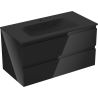Mexen Orio Badezimmerschrank 90 cm mit Waschbecken Vela, 2 Schubladen, Schwarz Glanz/Schwarz Matt - 91A10-09047-2-BFF70-W23M71