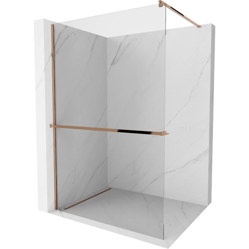 Mexen Kioto+ Duschwand mit Ablage Walk-in 70 x 200 cm, transparent, Roségold - 800-070-121-60-00