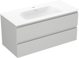 Mexen Orio Badezimmerschrank 100 cm mit Waschbecken Vela, 2 Schubladen, grau matt/weiß matt - 91A10-10047-2-BFF62-W23M01