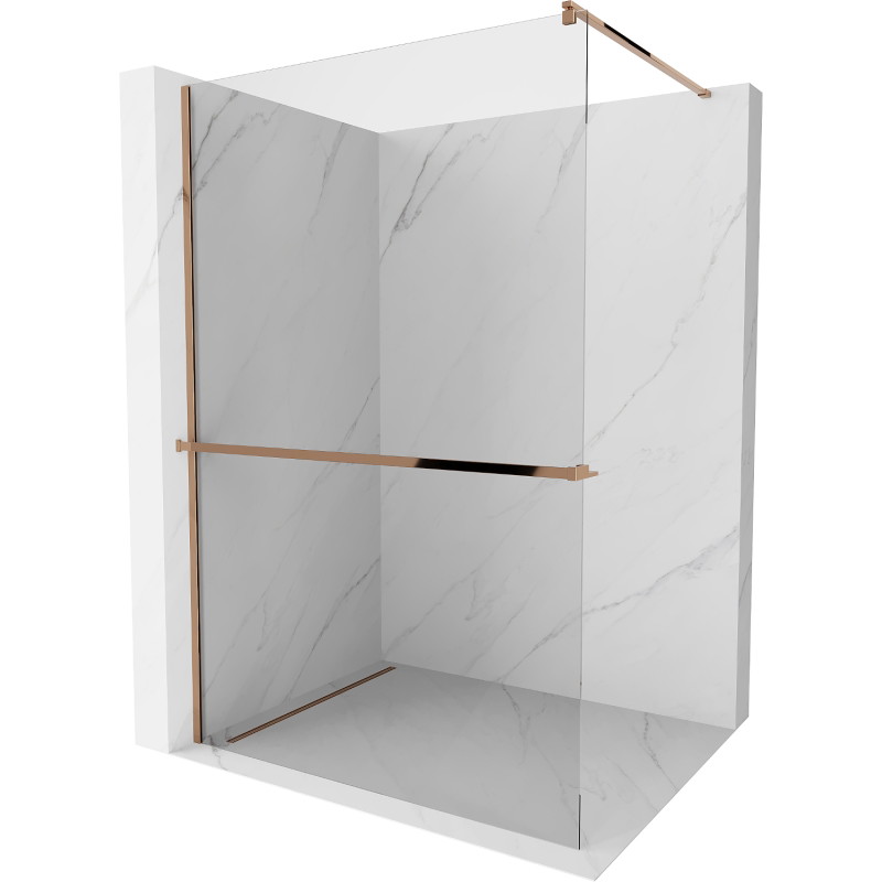 Mexen Kioto+ Duschtrennwand mit Ablage Walk-in 130 x 200 cm, transparent, Roségold - 800-130-121-60-00