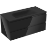 Mexen Orio Badezimmerschrank 100 cm mit Waschbecken Vela, 2 Schubladen, Schwarz Glanz/Schwarz Matt - 91A10-10047-2-BFF70-W23M71