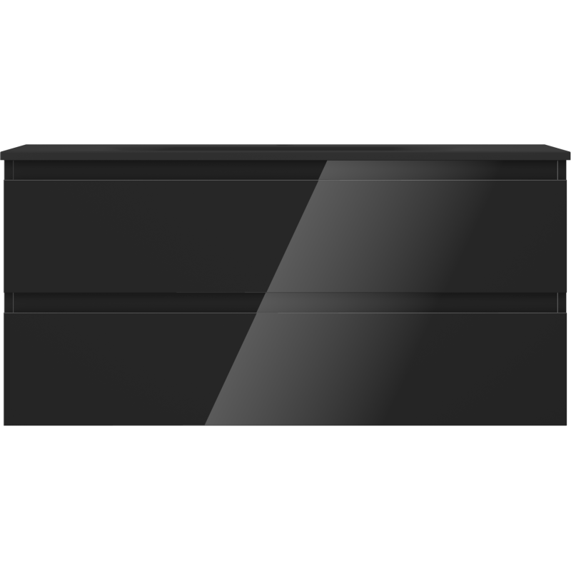 Mexen Orio Badezimmerschrank 100 cm mit Waschbecken Vela, 2 Schubladen, Schwarz Glanz/Schwarz Matt - 91A10-10047-2-BFF70-W23M71