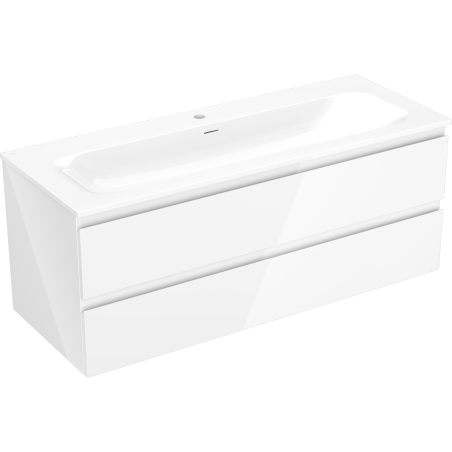 Mexen Orio Badezimmerschrank 120 cm mit Waschbecken Vela, 2 Schubladen, weiß glänzend - 91A10-12047-2-BFF00-W23M00
