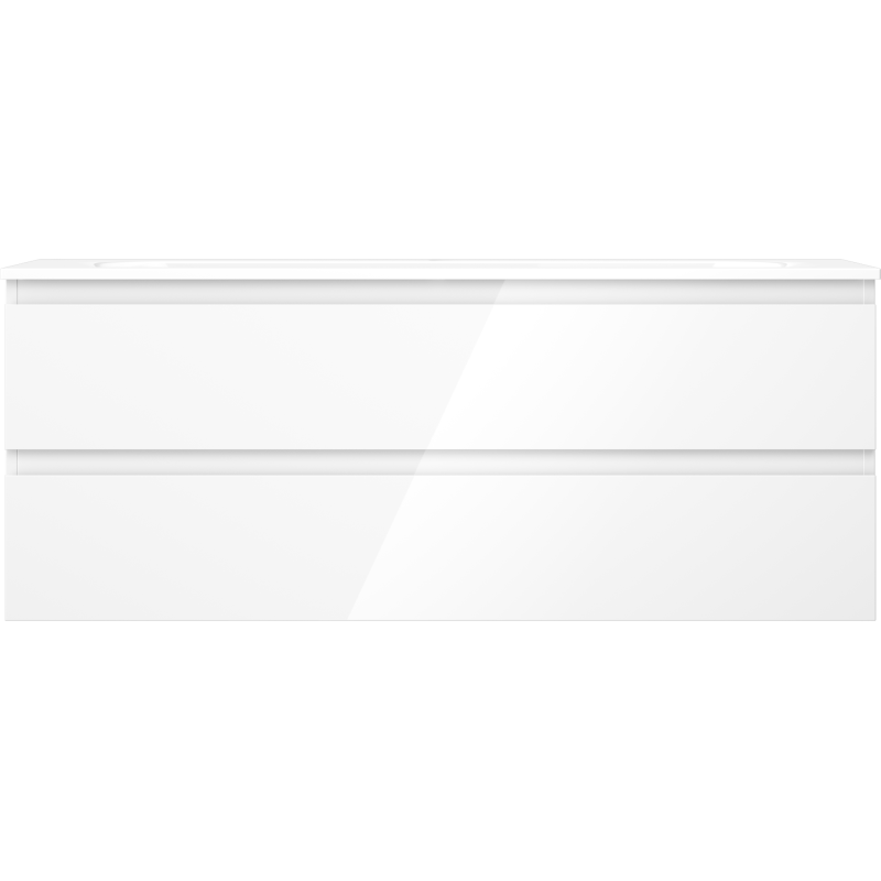 Mexen Orio Badezimmerschrank 120 cm mit Waschbecken Vela, 2 Schubladen, weiß glänzend - 91A10-12047-2-BFF00-W23M00