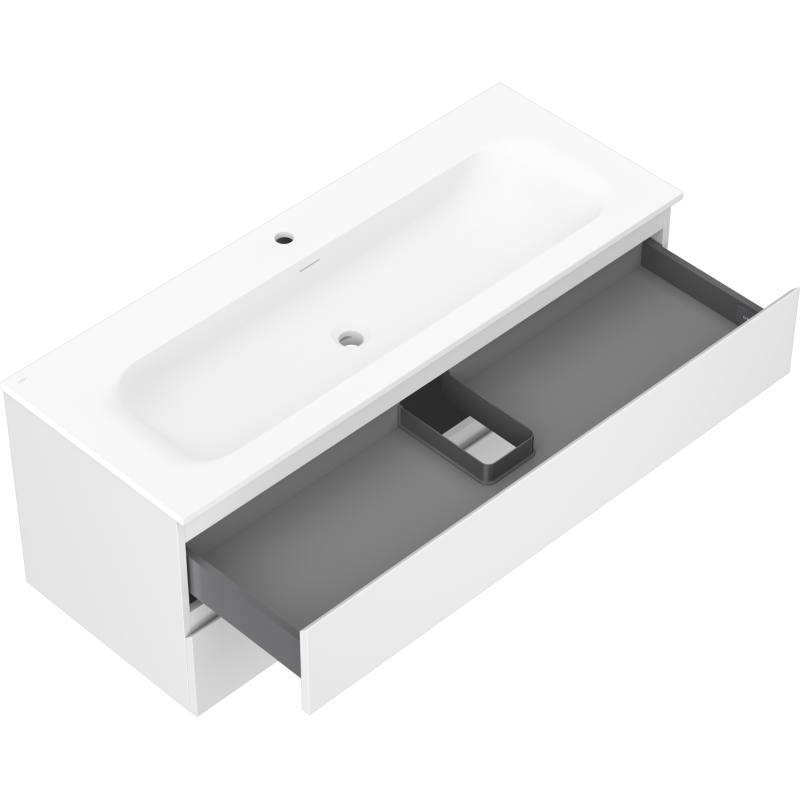 Mexen Orio Waschbeckenschrank 120 cm mit Waschbecken Vela, 2 Schubladen, weiß matt - 91A10-12047-2-BFF01-W23M01