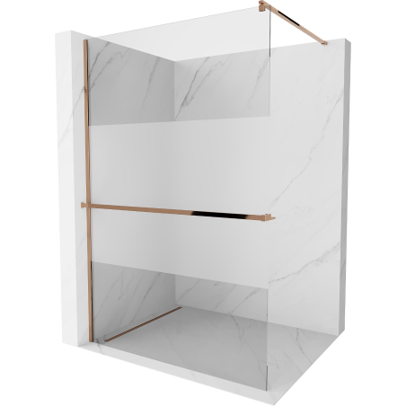 Mexen Kioto+ Duschwand mit Ablage Walk-in 70 x 200 cm, transparent/Mattglas, Roségold - 800-070-121-60-35