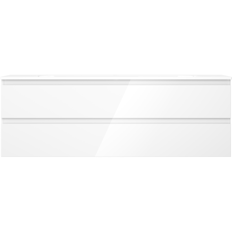 Mexen Orio Badezimmerunterschrank 140 cm mit Waschbecken Vela, 2 Schubladen, weiß glänzend - 91A10-14047-2-BFF00-W23M00