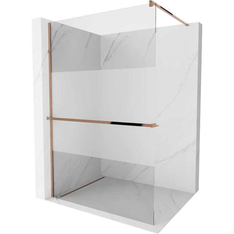 Mexen Kioto+ Duschwand mit Ablage Walk-in 110 x 200 cm, transparent/Mattglas, Roségold - 800-110-121-60-35