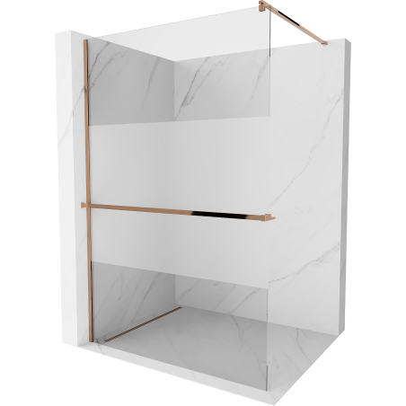 Mexen Kioto+ Duschwand mit Ablage Walk-in 110 x 200 cm, transparent/matt, Roségold - 800-110-121-60-35