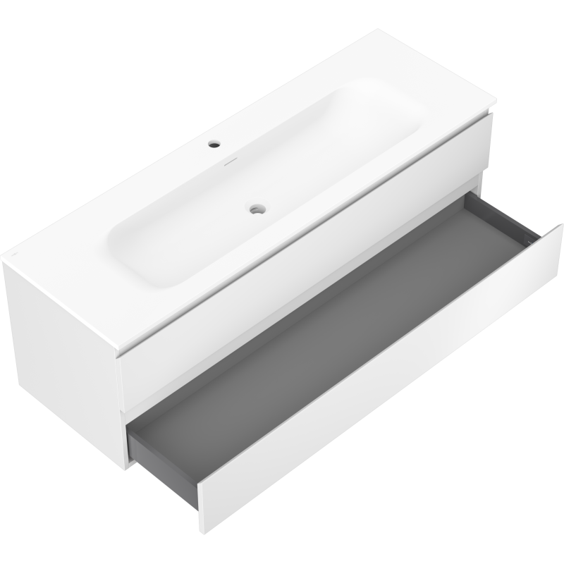Mexen Orio Badezimmerschrank 140 cm mit Waschbecken Vela, 2 Schubladen, weiß matt - 91A10-14047-2-BFF01-W23M01