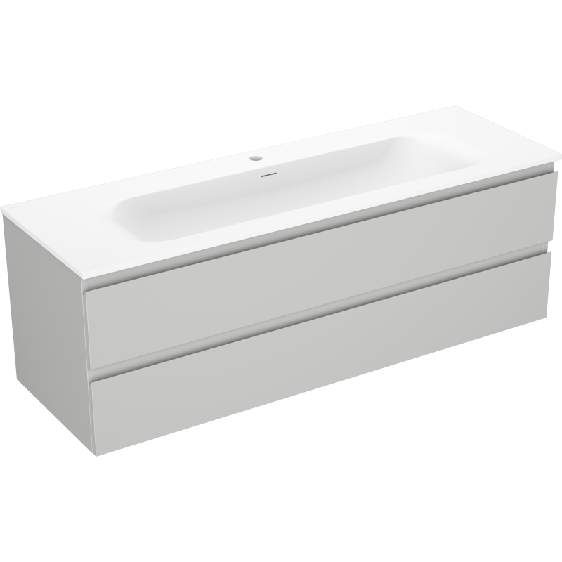 Mexen Orio Badezimmerschrank 140 cm mit Waschbecken Vela, 2 Schubladen, grau matt/weiß matt - 91A10-14047-2-BFF62-W23M01