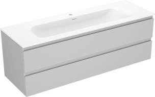 Mexen Orio Badezimmerschrank 140 cm mit Waschbecken Vela, 2 Schubladen, grau matt/weiß matt - 91A10-14047-2-BFF62-W23M01