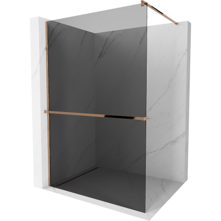 Mexen Kioto+ Duschwand mit Regal Walk-in 80 x 200 cm, Graphit, Roségold - 800-080-121-60-40