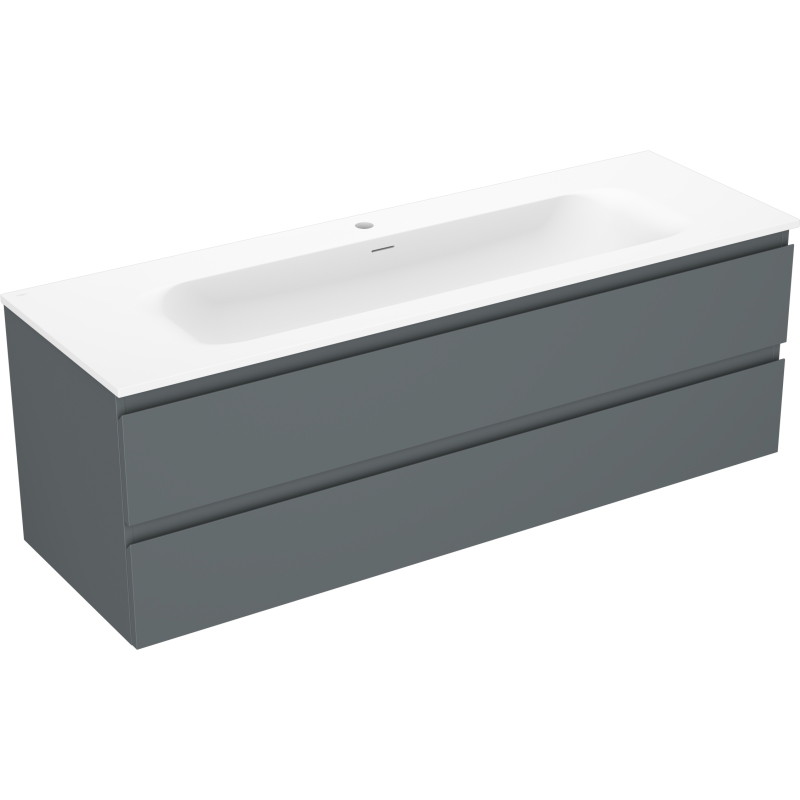 Mexen Orio Badezimmerschrank 140 cm mit Waschbecken Vela, 2 Schubladen, mattes Graphit/weiß matt - 91A10-14047-2-BFF66-W23M01