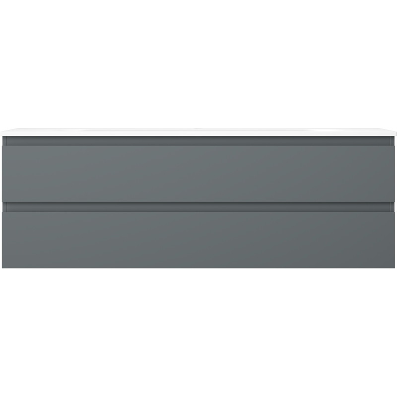 Mexen Orio Badezimmerschrank 140 cm mit Waschbecken Vela, 2 Schubladen, mattes Graphit/weiß matt - 91A10-14047-2-BFF66-W23M01