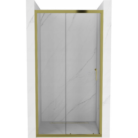 Mexen Apia ausziehbare Duschtür 90 cm, Transparent, Gold - 845-090-000-50-00