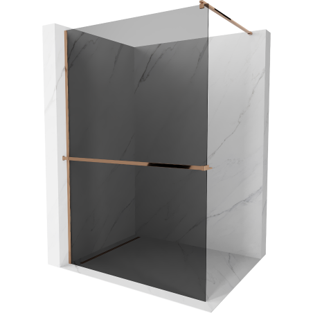 Mexen Kioto+ Duschwand mit Ablage Walk-in 90 x 200 cm, Graphit, Roségold - 800-090-121-60-40