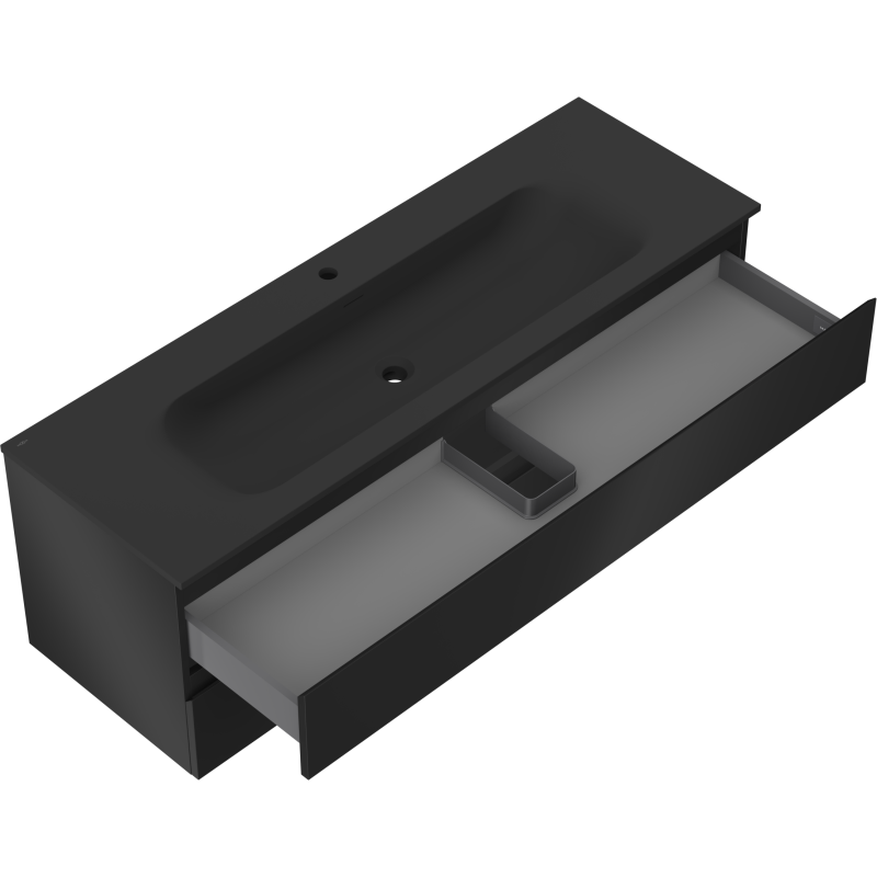 Mexen Orio Badezimmerunterschrank 140 cm mit Waschbecken Vela, 2 Schubladen, schwarz matt - 91A10-14047-2-BFF71-W23M71