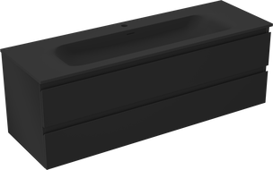Mexen Orio Badezimmerunterschrank 140 cm mit Waschbecken Vela, 2 Schubladen, schwarz matt - 91A10-14047-2-BFF71-W23M71