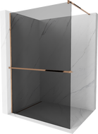 Mexen Kioto+ Duschwand mit Regal Walk-in 110 x 200 cm, Graphit, Roségold - 800-110-121-60-40