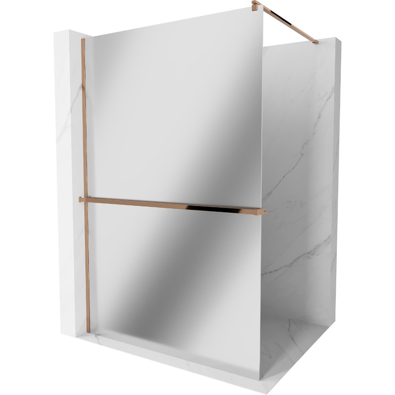 Mexen Kioto+ Duschwand mit Regal Walk-in 70 x 200 cm, Spiegel, Roségold - 800-070-121-60-50