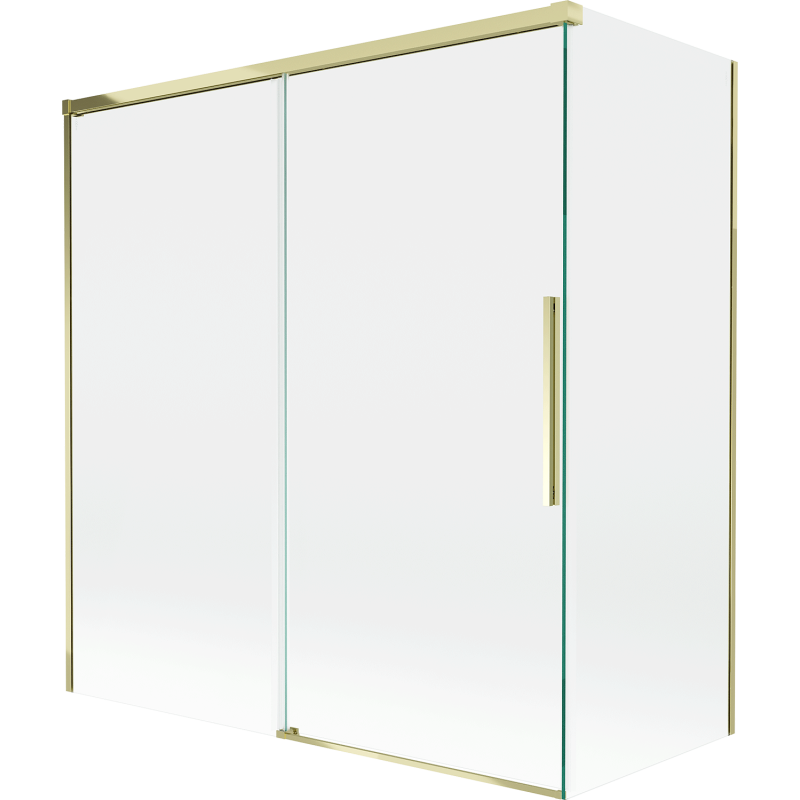 Mexen Rox Duschabtrennung, 2-flügelig, verschiebbar 150 + 70 x 150 cm, transparent, golden - 8C9-150-070-50-00