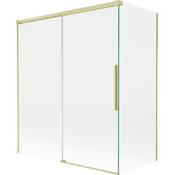 Mexen Rox Duschabtrennung, 2-teilig verschiebbar 140 + 70 x 150 cm, transparent, gebürstetes Gold - 8C9-140-070-55-00