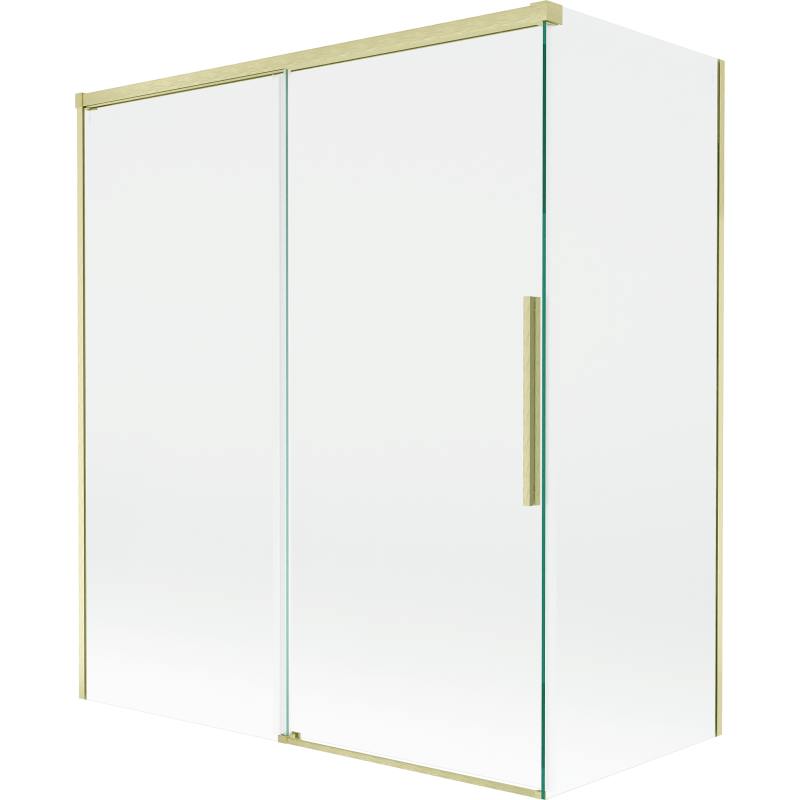 Mexen Rox Duschabtrennung, 2-teilig verschiebbar 140 + 70 x 150 cm, transparent, gebürstetes Gold - 8C9-140-070-55-00