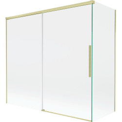 Mexen Rox Duschwand, 2-flügelig, verschiebbar 170 + 70 x 150 cm, transparent, gebürstetes Gold - 8C9-170-070-55-00