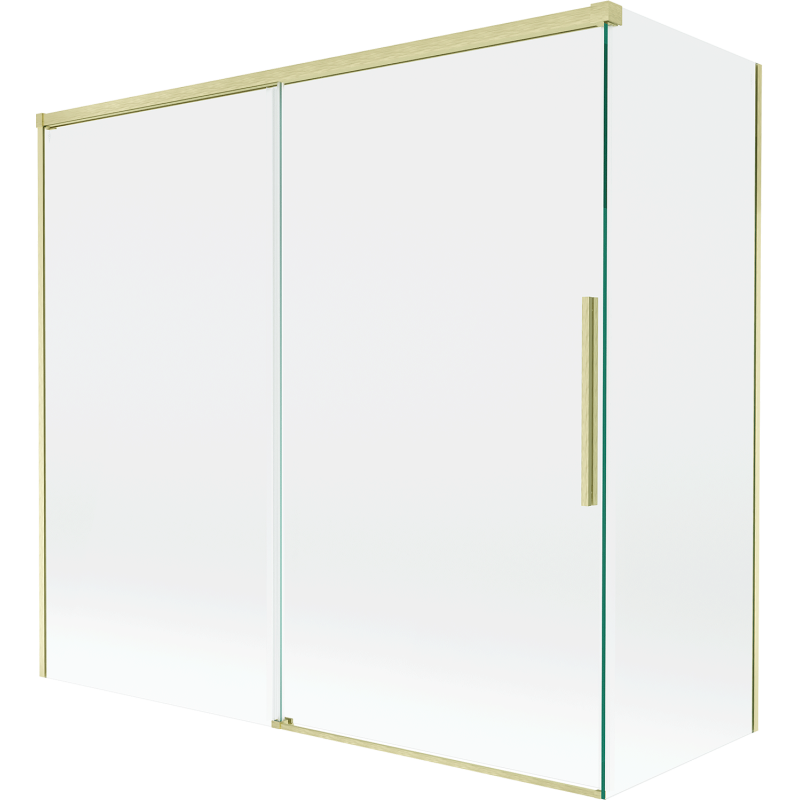Mexen Rox Duschwand, 2-flügelig, verschiebbar 170 + 70 x 150 cm, transparent, gebürstetes Gold - 8C9-170-070-55-00