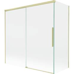 Mexen Rox Duschabtrennung 2-flügelig, verschiebbar 160 + 75 x 150 cm, transparent, gebürstetes Gold - 8C9-160-075-55-00